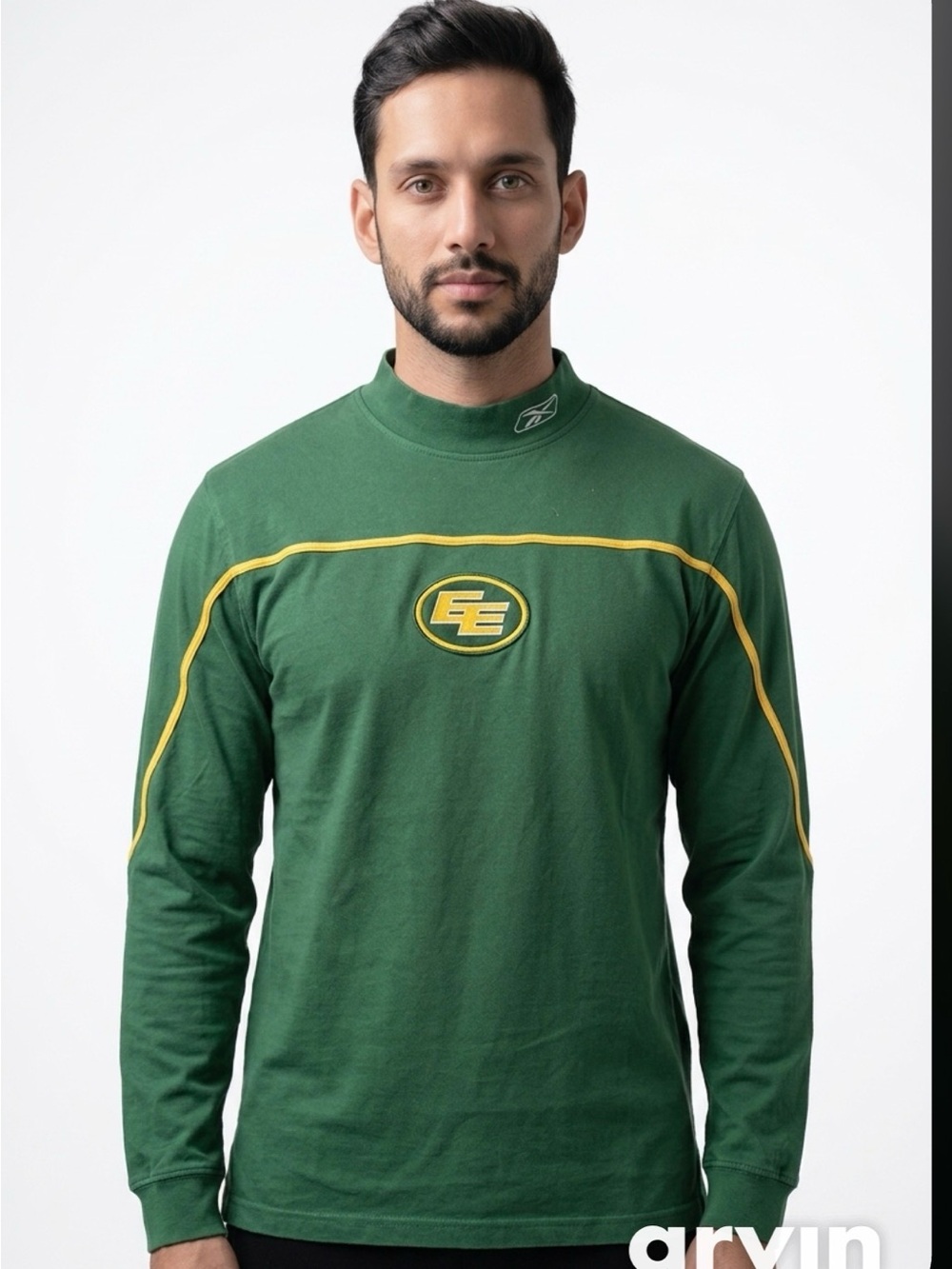 Reebok Green CFL Edmonton Eskimos Long sleeve Teeshirt Shirt with Logo, Football